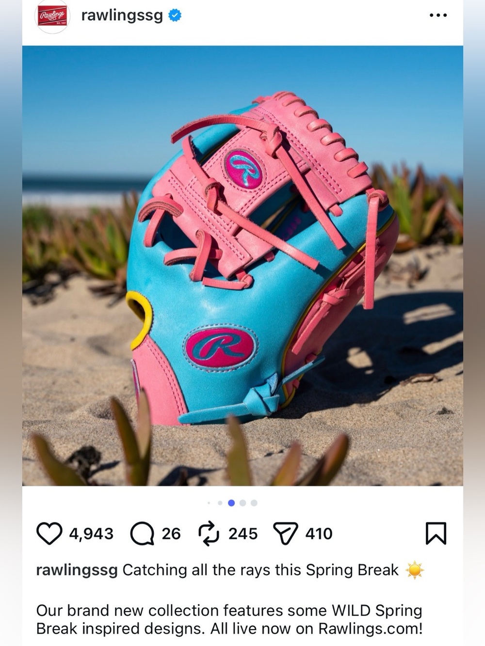 Rawlings Blue and Pink Heart of the Hide Baseball Glove - Spring 2026 - NEW 💫 - Picture 2 of 9